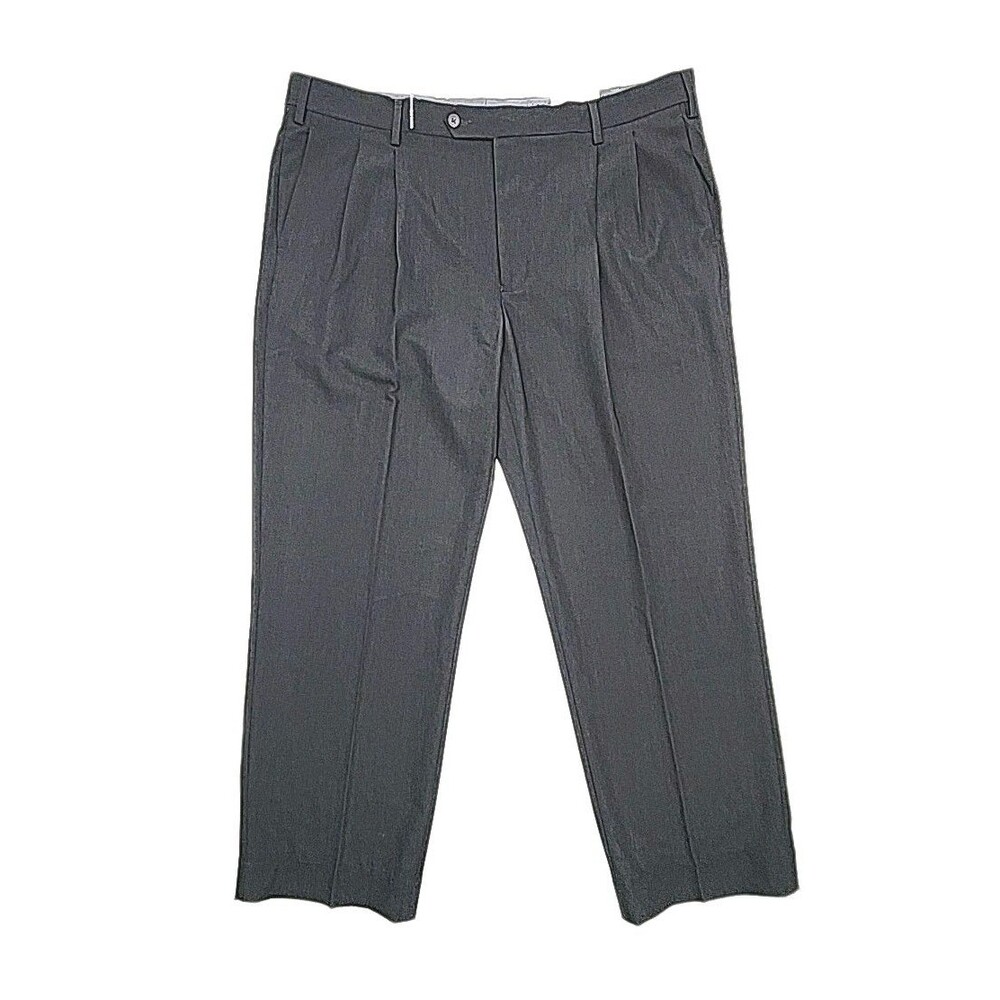 Paul Frederick Dress Pants Gray Pleated Front Men Sz 42 x 28 Stretch NEW